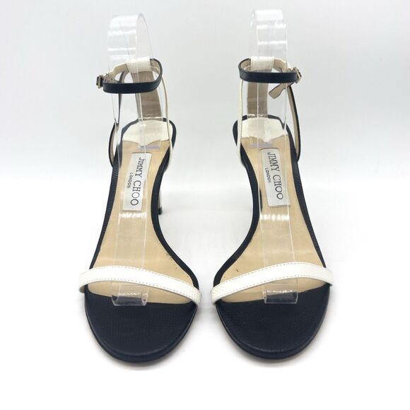 Jimmy Choo Minnie Black and White 85mm Stilettos Size 38.5 - Picture 2 of 12